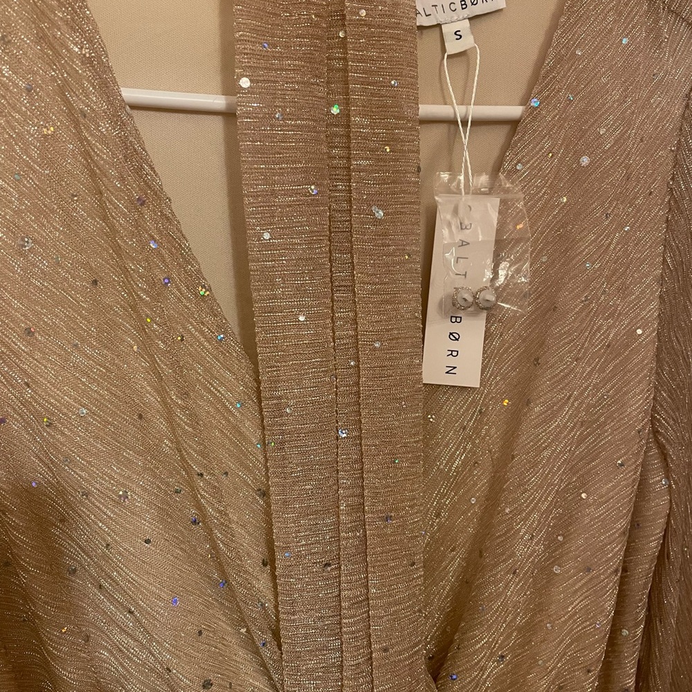 Baltic Born shimmery long champagne gown